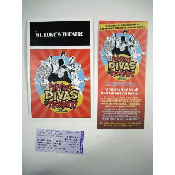 Fabulous Divas of Broadway Show Program 2008 St. Luke's Theatre Alan Palmer - Picture 1 of 7